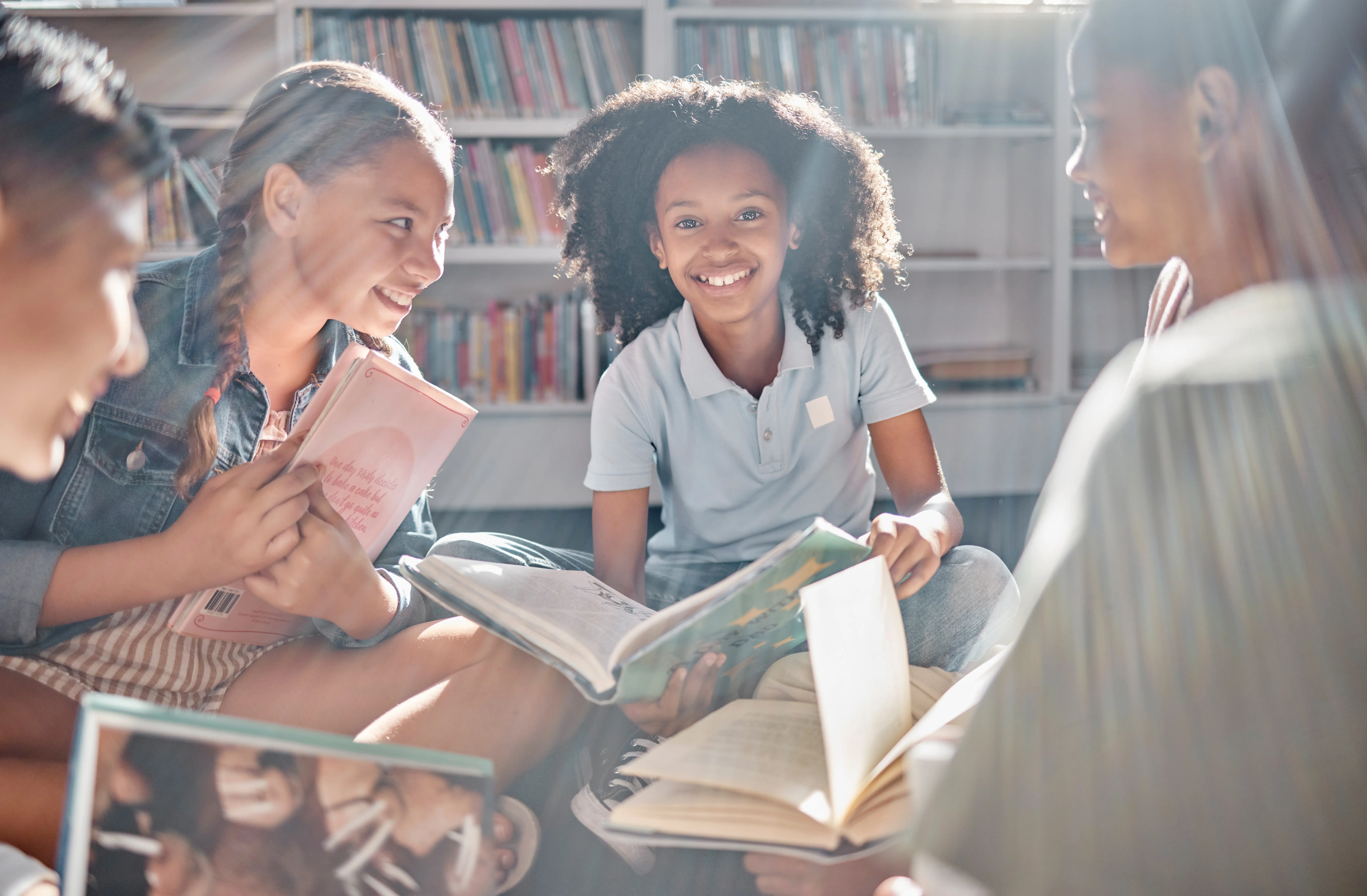 A child engaged in reading and learning